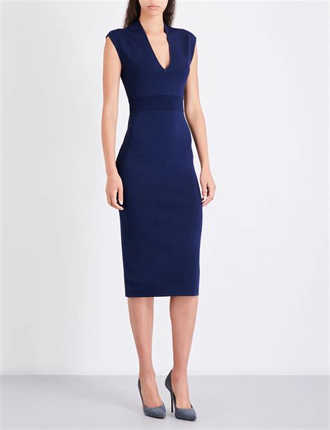 michael kors v-neck fitted stretch-knit dress iris|Women's Michael Kors Collection Dresses .